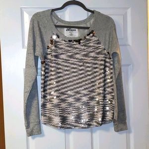 Express gray/gold sequin sweater